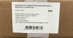 Pokemon SWSH7 Evolving Skies Build & Battle Stadium Box SEALED CASE (6 Boxes)